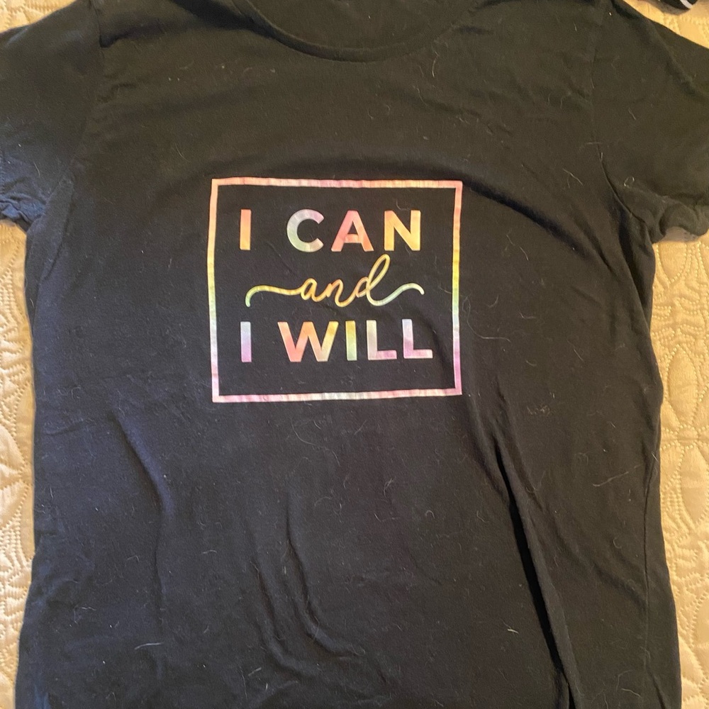 Black Graphic Tee with Motivational Print
